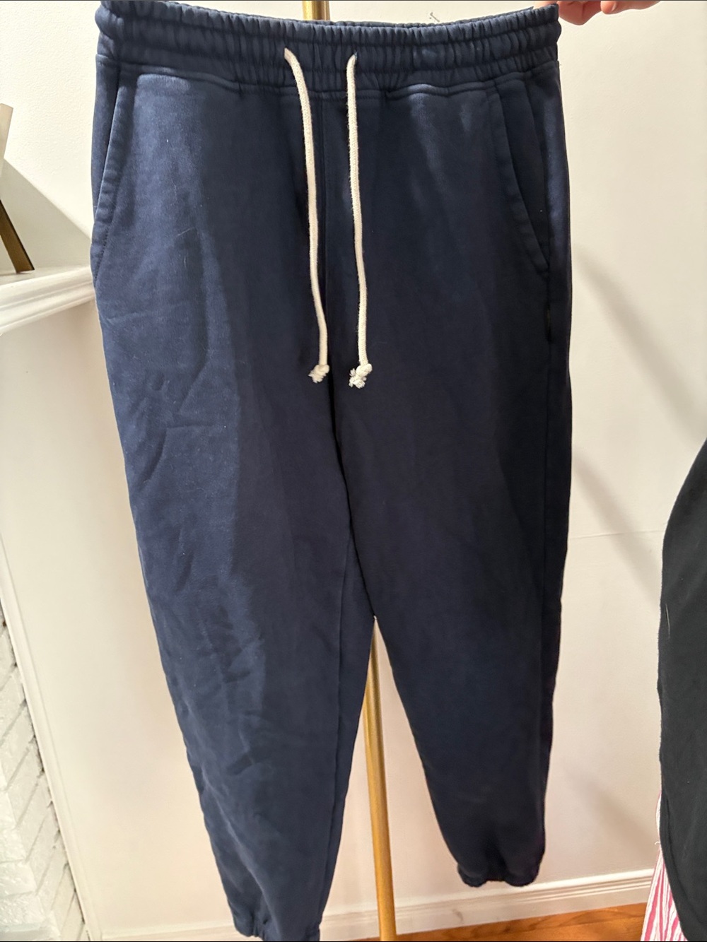 American Eagle Outfitters Navy Drawstring Joggers with Cream Drawcord
